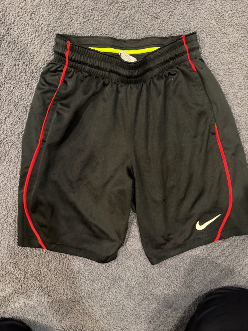 Nike Black Athletic Shorts with Red Piping